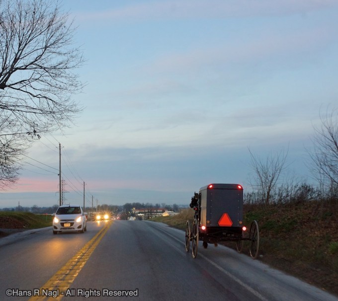 Not easy to maneuver the amish way through the very busy streets around Lancaster and its many shopping areas. - Photos throughout the year from Strasburg railroad and surrounding area in Lancaster County, Pennsylvania - USA